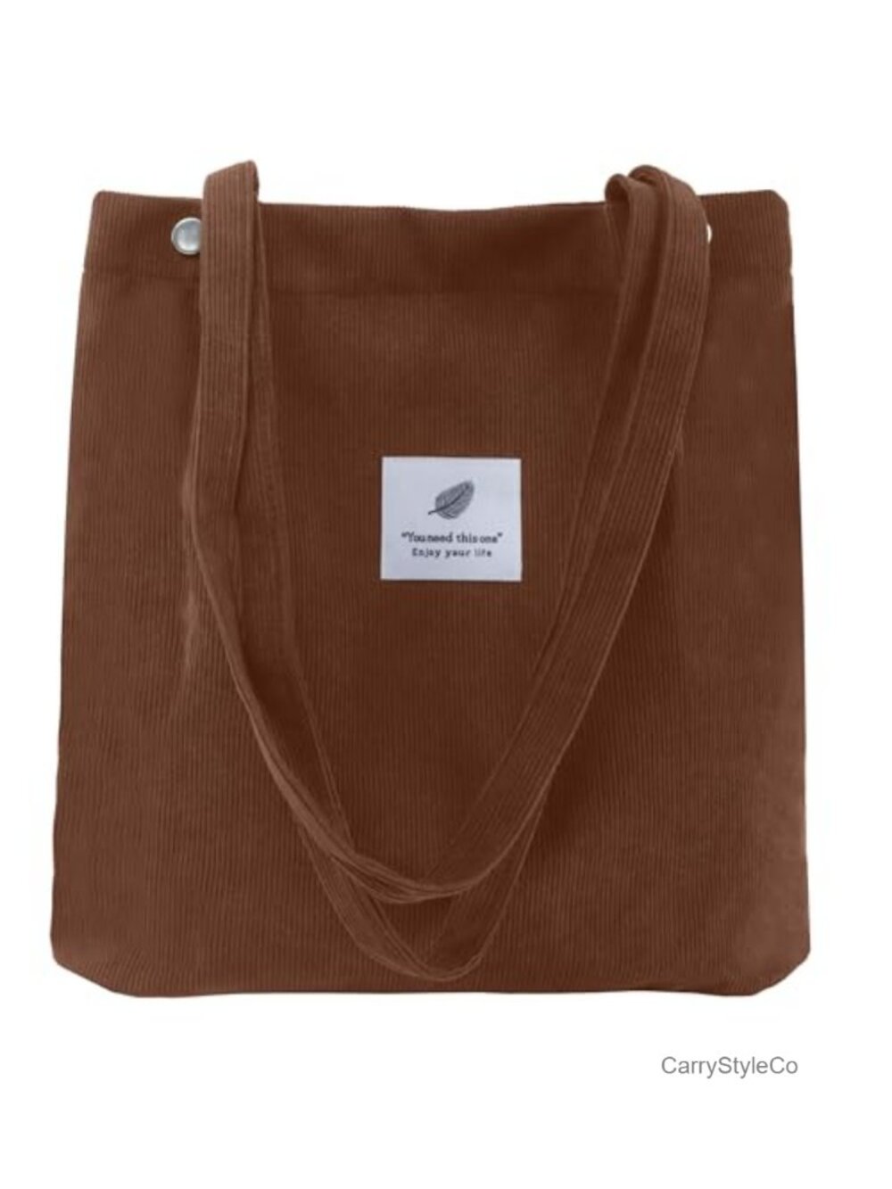 Corduroy Tote Bag Work Shoulder Purse Snap Women